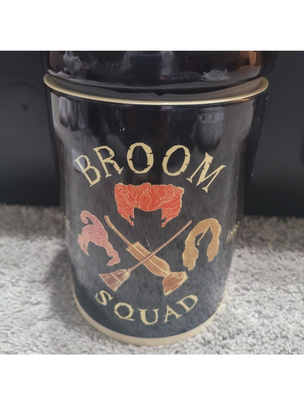 Disney Hocus Pocus “Broom Squad” Canister w/ Cat Lid Halloween Decor